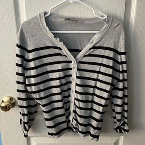 Striped Grey Long Sleeve Button Up - Small/Medium